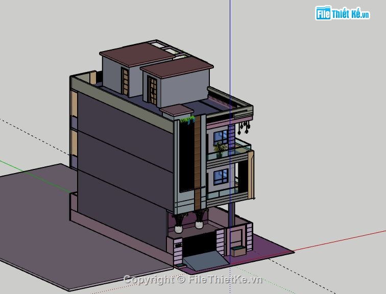 Nhà phố 3 tầng,model su nhà phố 3 tầng,sketchup nhà phố 3 tầng