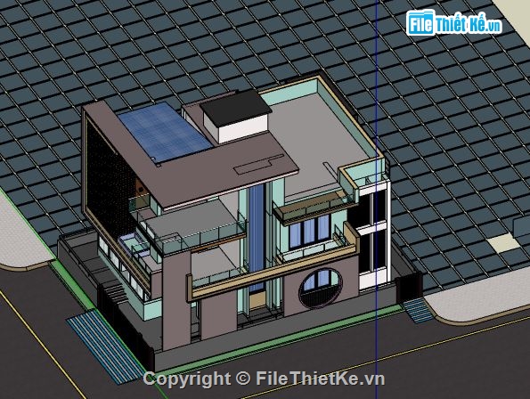 Nhà phố 3 tầng,file su nhà phố 3 tầng,sketchup nhà phố 3 tầng