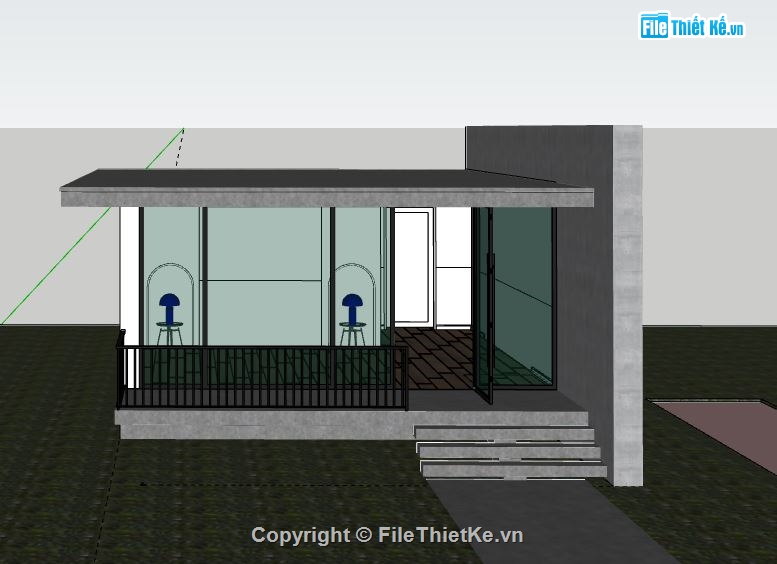 Nhà phố 1 tầng,model su nhà phố 1 tầng,Nhà phố 1 tầng model su,sketchup nhà phố 1 tầng,nhà phố 1 tầng dựng model su