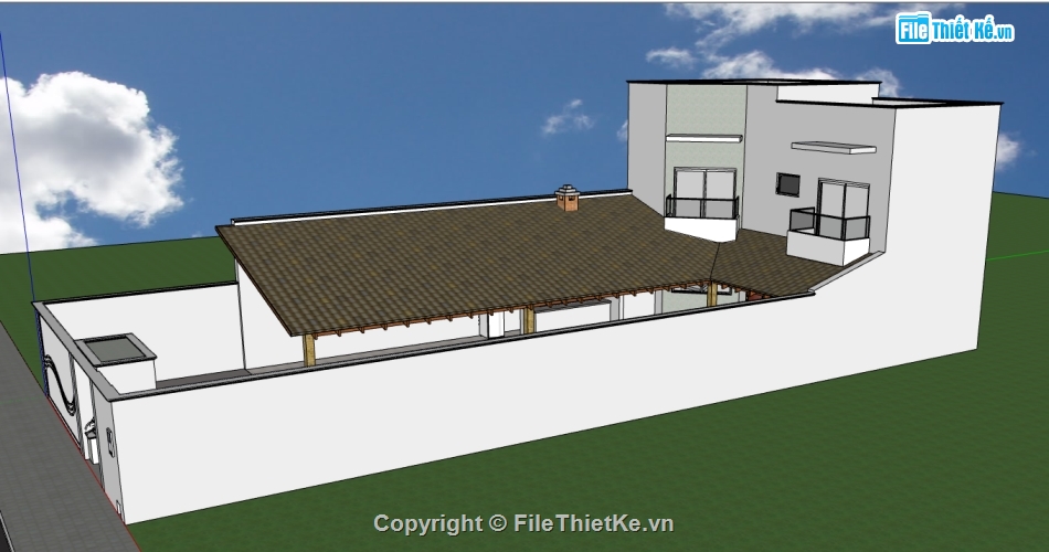 sketchup nhà 2 tầng,3d nhà 2 tầng,model 3d nhà 2 tầng,file su nhà 2 tầng