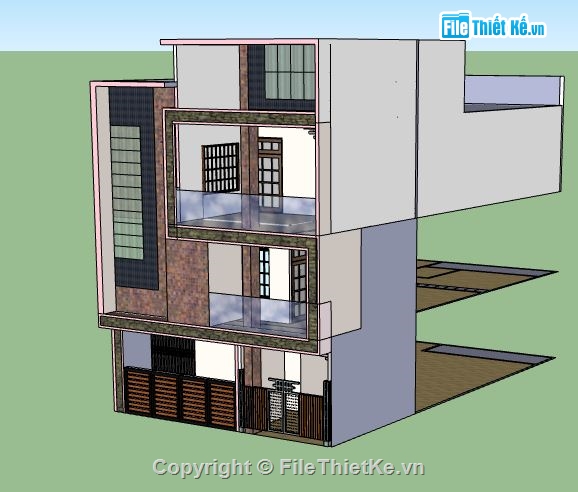 Nhà phố 3 tầng,model su nhà phố 3 tầng,nhà phố 3 tầng sketchup