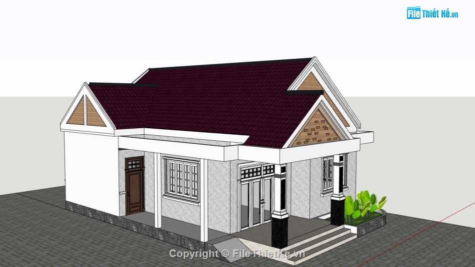 nhà cấp 4,sketchup nhà cấp 4,phối cảnh nhà cấp 4