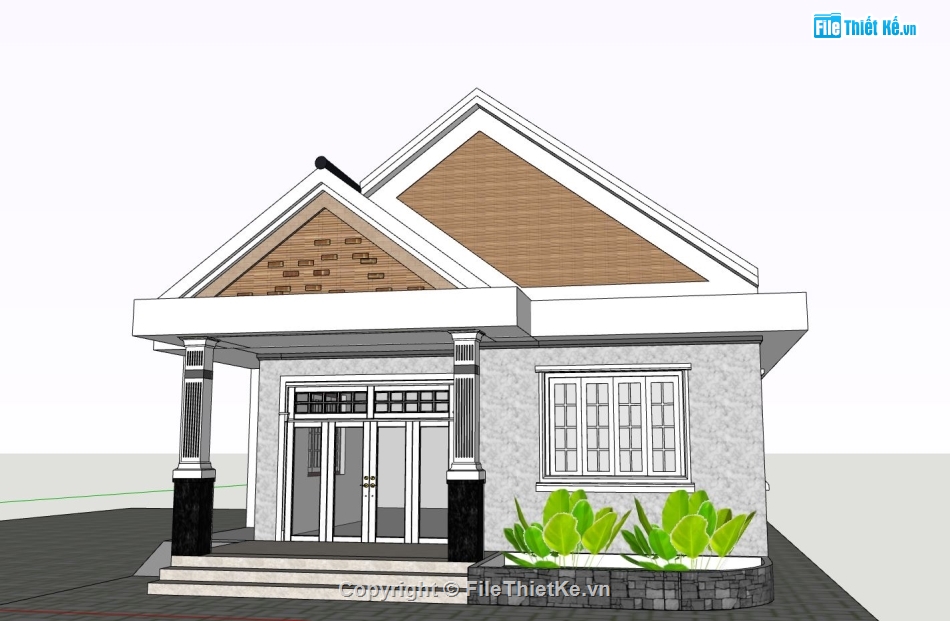 nhà cấp 4,sketchup nhà cấp 4,phối cảnh nhà cấp 4