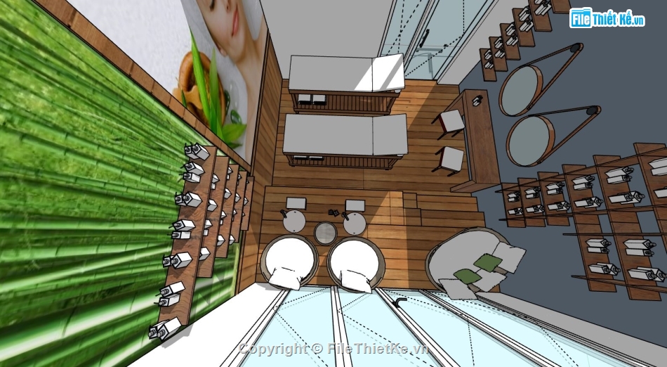 sketchup nội thất quán spa,mẫu sketchup spa,thiết kế spa đẹp