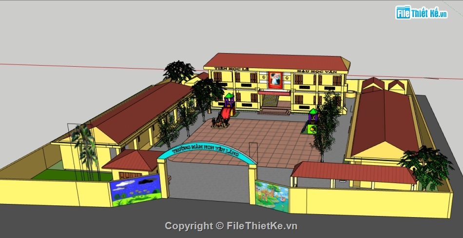 Trường mầm non file su,file su trường mầm non,file 3d trường mầm non,model su trường mầm non