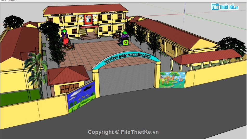 Trường mầm non file su,file su trường mầm non,file 3d trường mầm non,model su trường mầm non