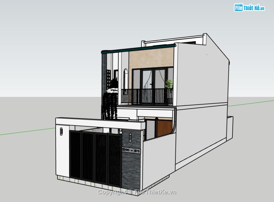 Nhà phố 2 tầng,Model su nhà phố 2 tầng,sketchup nhà phố 2 tầng