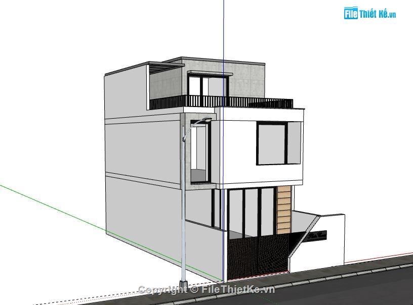 Nhà phố 2 tầng,Model su nhà phố 2 tầng,sketchup nhà phố 2 tầng