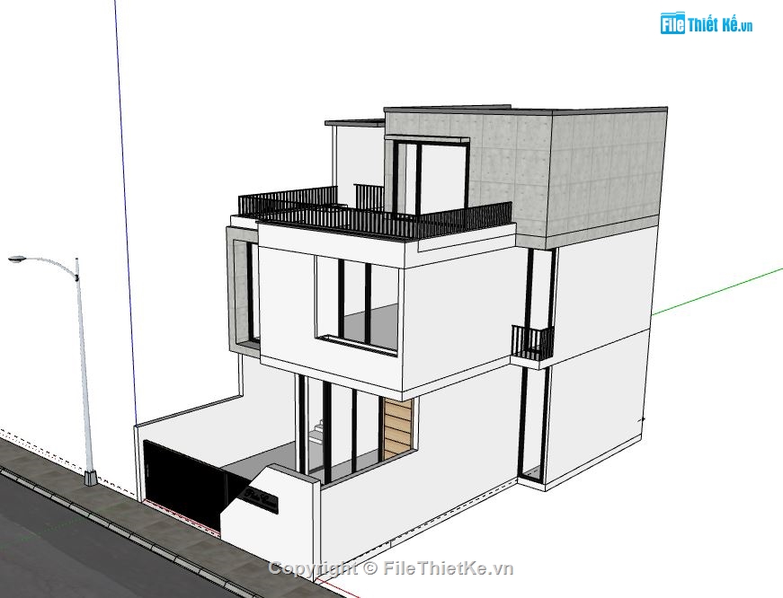 Nhà phố 2 tầng,Model su nhà phố 2 tầng,sketchup nhà phố 2 tầng