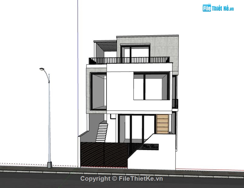 Nhà phố 2 tầng,Model su nhà phố 2 tầng,sketchup nhà phố 2 tầng