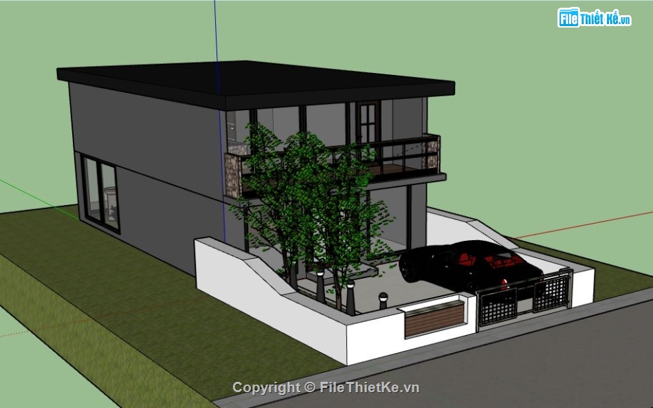 Nhà phố 2 tầng,file su nhà phố 2 tầng,sketchup nhà phố 2 tầng