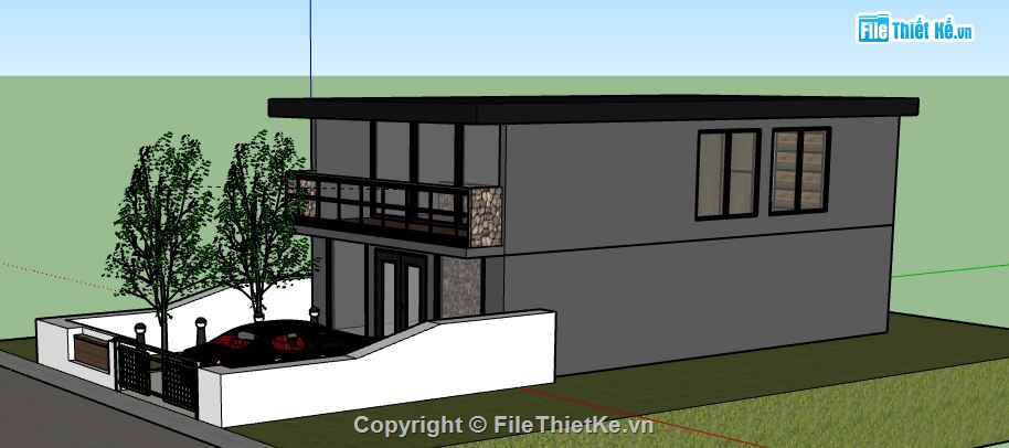 Nhà phố 2 tầng,file su nhà phố 2 tầng,sketchup nhà phố 2 tầng