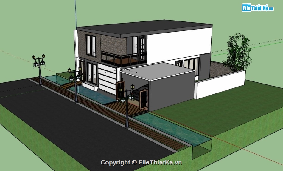 Nhà phố 2 tầng,model su nhà phố 2 tầng,nhà phố 2 tầng sketchup