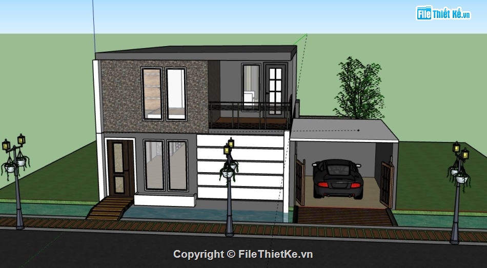 Nhà phố 2 tầng,model su nhà phố 2 tầng,nhà phố 2 tầng sketchup