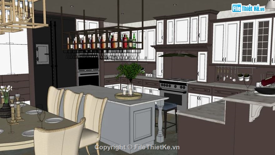 Phòng ăn file sketchup,Phòng bếp file sketchup,Model su phòng bếp ăn,phòng bếp model su,file su phòng bếp