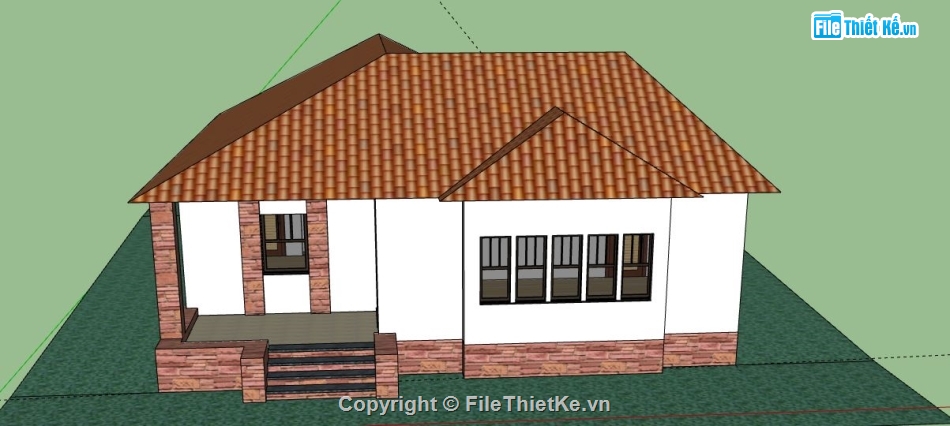 Biệt thự 1 tầng,model su biệt thự 1 tầng,biệt thự 1 tầng sketchup,sketchup biệt thự 1 tầng,file su biệt thự 1 tầng