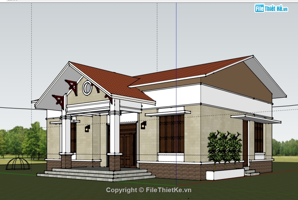 biệt thự 1 tầng file su,file su biệt thự 1 tầng,model su biệt thự 1 tầng,sketchup biệt thự 1 tầng