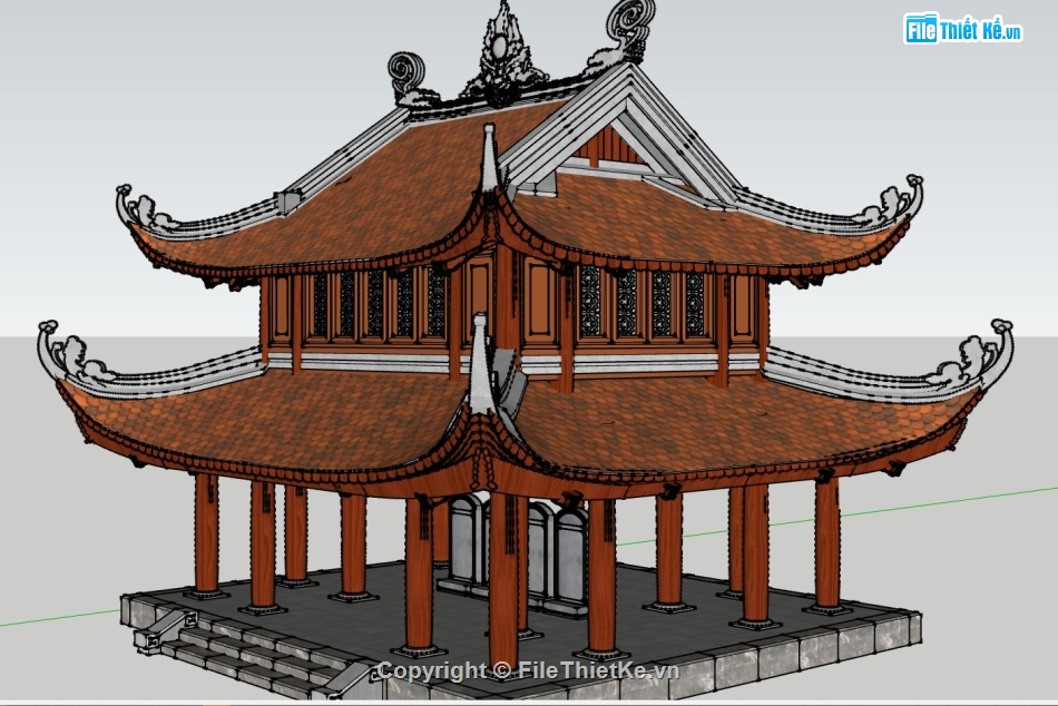 model nhà thờ họ,mẫu nhà thờ,nhà thờ họ sketchup