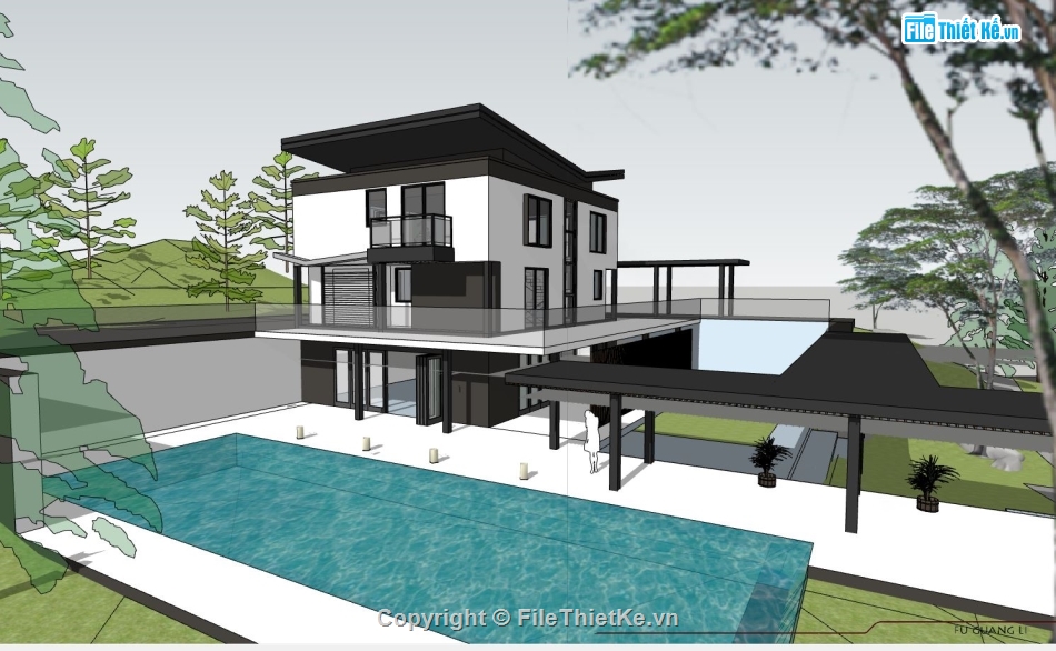 biệt thự 3 tầng,mẫu biệt thự 3 tầng,mẫu biệt thự sketchup