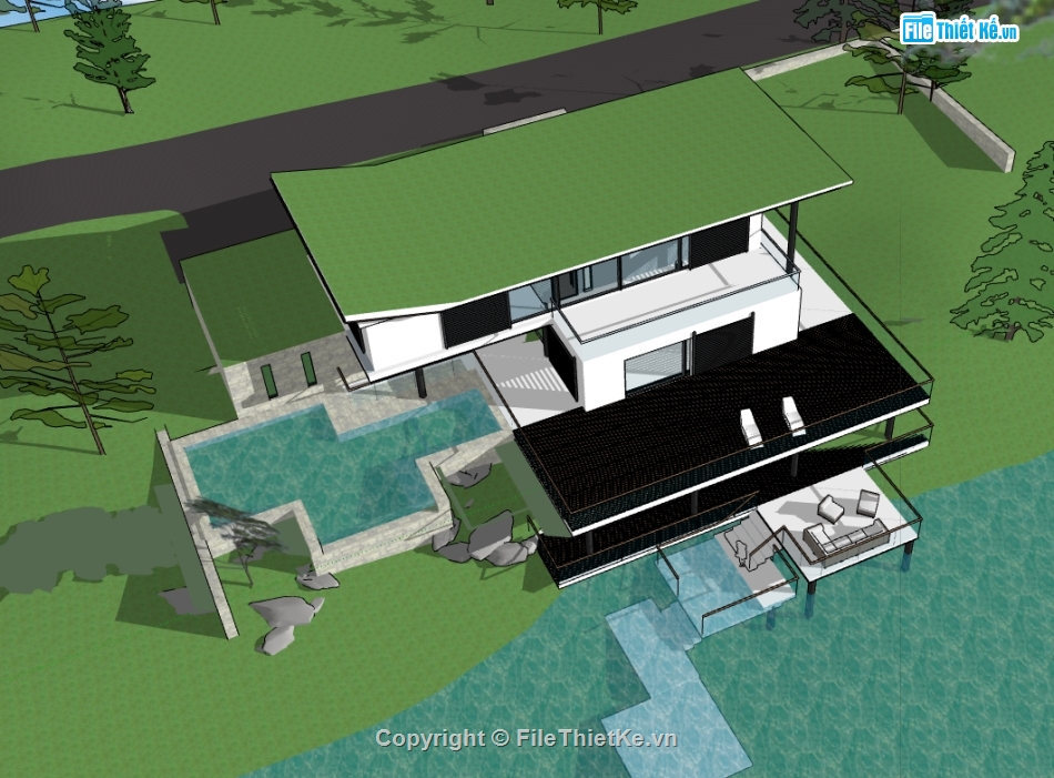 biệt thự bờ biển dựng model su,thiết kế biệt thự bờ biển file sketchup,file su dựng nhà biệt thự