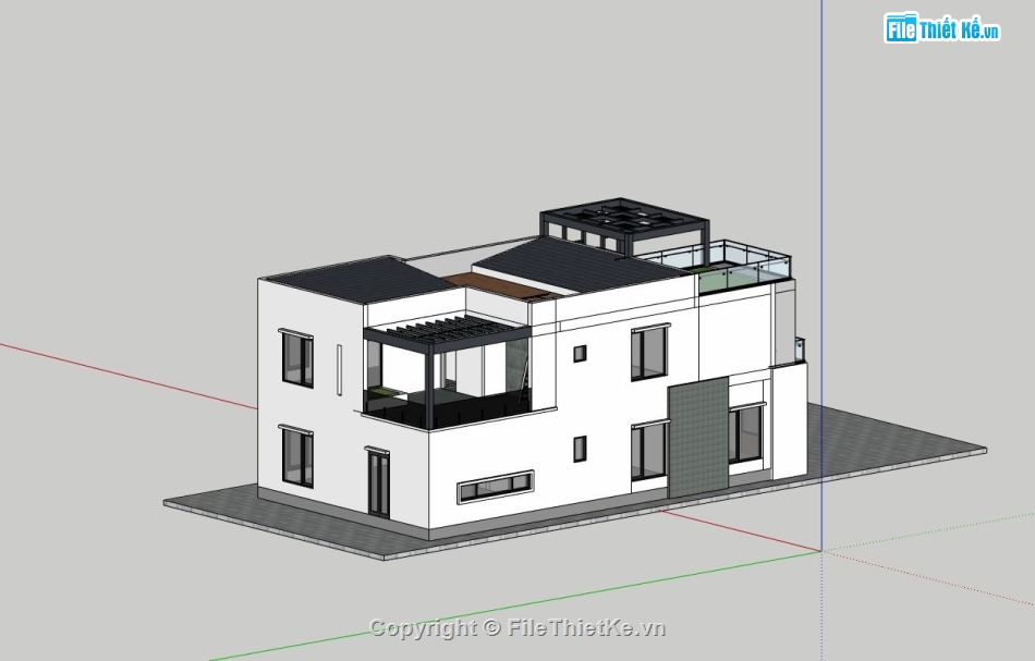 nhà 2 tầng,sketchup nhà 2 tầng,phối cảnh nhà 2 tầng,nhà 2 tầng hiện đại