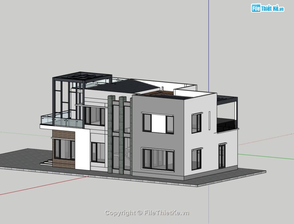 nhà 2 tầng,sketchup nhà 2 tầng,phối cảnh nhà 2 tầng,nhà 2 tầng hiện đại