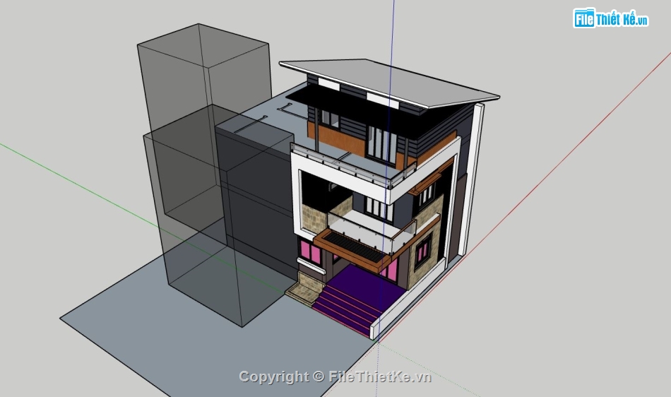 biệt thự phố,biệt thự 3 tầng,phối cảnh biệt thự,sketchup biệt thự,biệt thự hiện đại