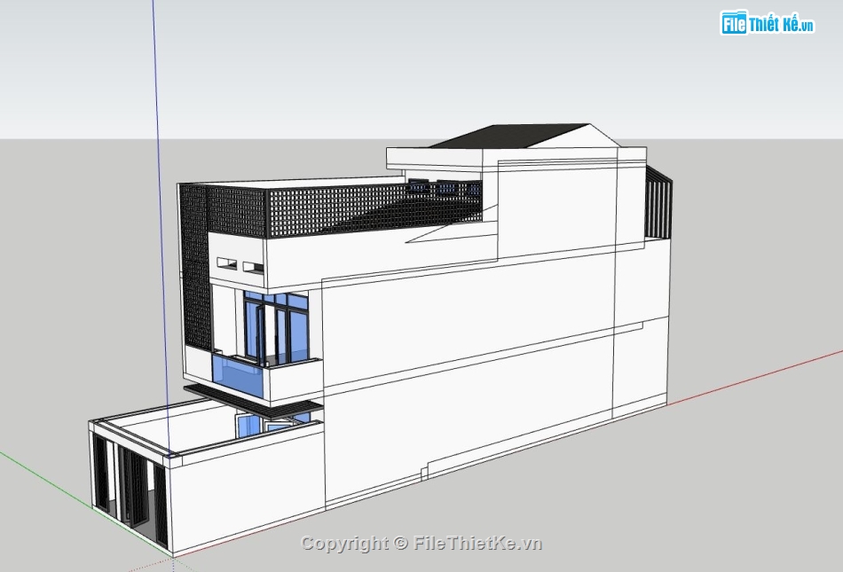 nhà phố 2 tầng,sketchup nhà phố,bao cảnh nhà phố