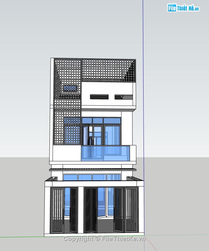 nhà phố 2 tầng,sketchup nhà phố,bao cảnh nhà phố