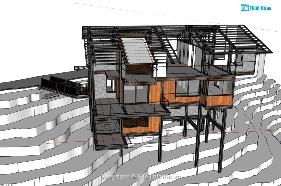 model su  nhà kết cấu thép,file 3d  nhà kết cấu thép,3d nhà kết cấu thép,sketchup nhà kết cấu thép