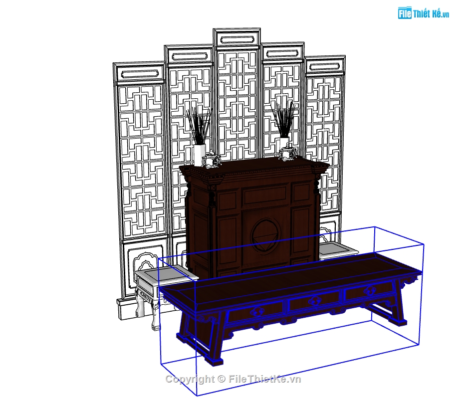 File sketchup ban thờ,File sketchup phòng thờ,File 3d sketchup vách thờ