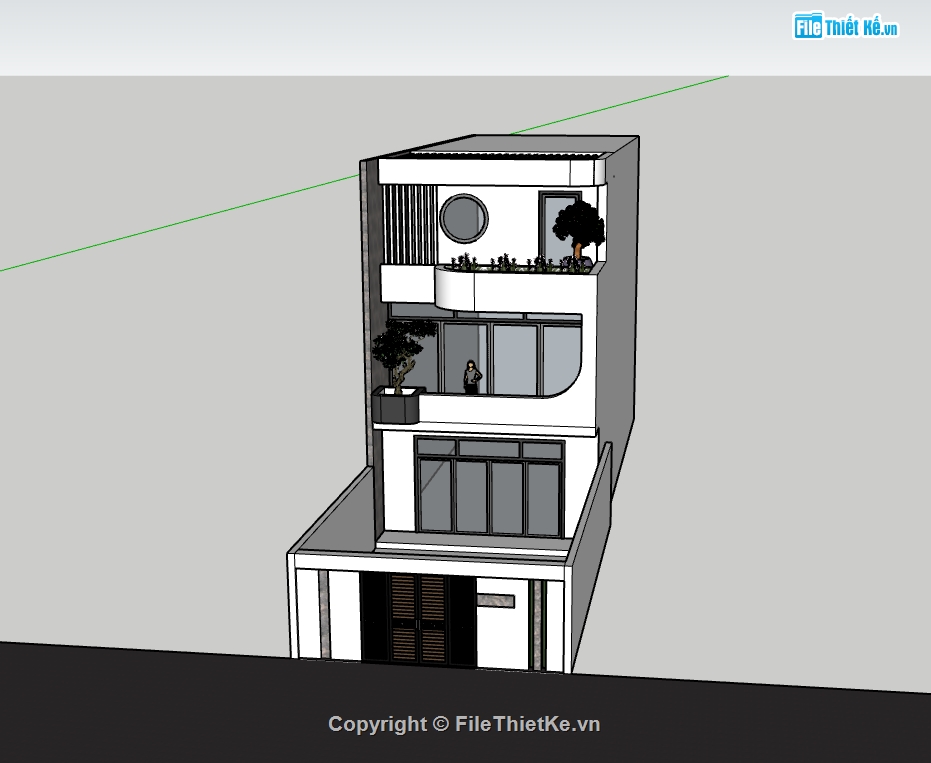 nhà phố 3 tầng,nhà 3 tầng,sketchup nhà phố