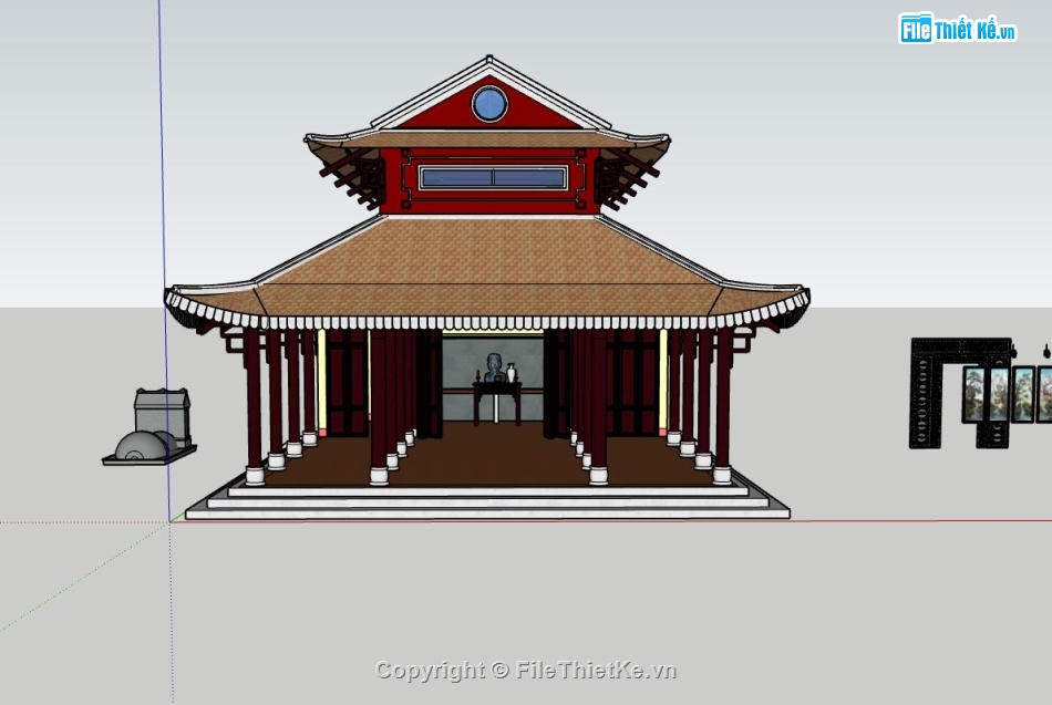 đền thờ sketchup,sketchup đền,File 3d sketchup đền thờ