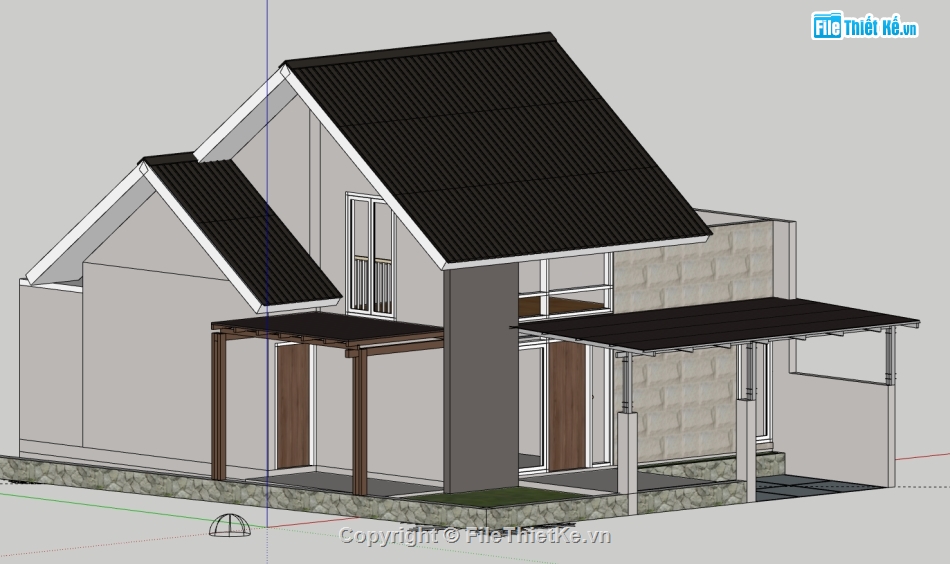 nhà 1 tầng sketchup,mẫu nhà 1 tầng sketchup,sketchup nhà 1 tầng,bản vẽ su nhà 1 tầng