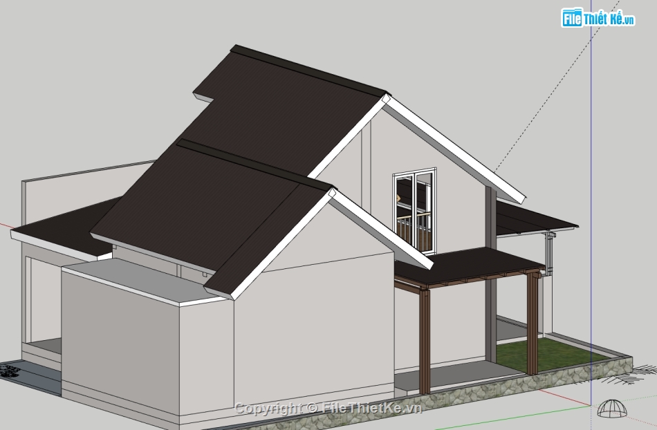 nhà 1 tầng sketchup,mẫu nhà 1 tầng sketchup,sketchup nhà 1 tầng,bản vẽ su nhà 1 tầng