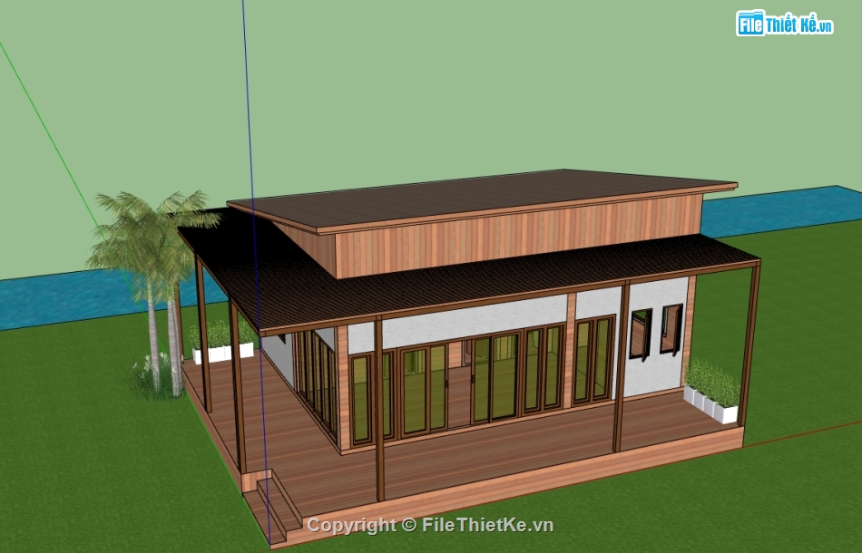 sketchup nhà gỗ 1 tầng,file sketchup nhà gỗ 1 tầng,3d sketchup nhà gỗ 1 tầng,model sketchup nhà gỗ 1 tầng,file 3d  nhà gỗ 1 tầng