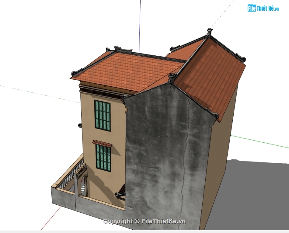 file sketchup nhà cổ,file su nhà cổ hà nội,3d nhà cổ hà nội,dựng 3d nhà cổ hà nội