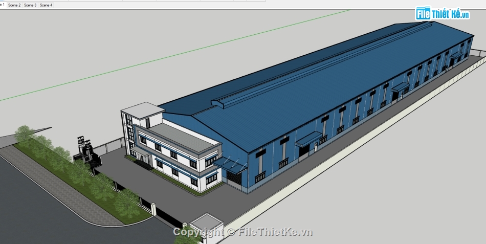 file sketchup nhà xưởng,model sketchup nhà xưởng,sketchup nhà xưởng,nhà xưởng file su