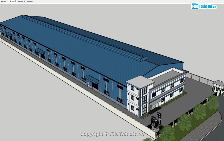 file sketchup nhà xưởng,model sketchup nhà xưởng,sketchup nhà xưởng,nhà xưởng file su