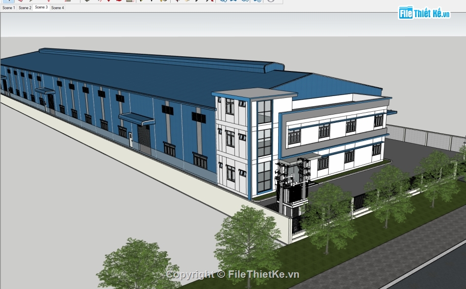 file sketchup nhà xưởng,model sketchup nhà xưởng,sketchup nhà xưởng,nhà xưởng file su