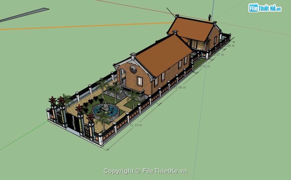 nhà từ đường,thiết kế từ đường,thiết kế 3D nhà từ đường