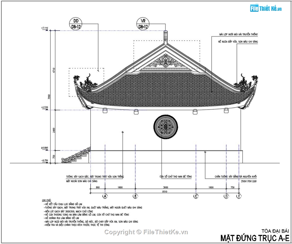 thiết kế đình cổ,thiết kế nhà tiền tế,Thiết kế đình chùa cổ,Bản vẽ nhà cổ,Thiết kế nhà đại bái,bản vẽ nhà đại bái