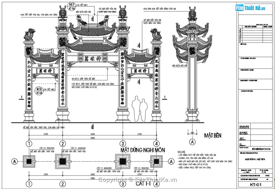 Thiết kế nghi môn đẹp file cad,Bản vẽ autocad cổng đền đẹp,Thiết kế bản vẽ nghi môn đền chùa,Mẫu bản vẽ nghi môn đền chùa đẹp