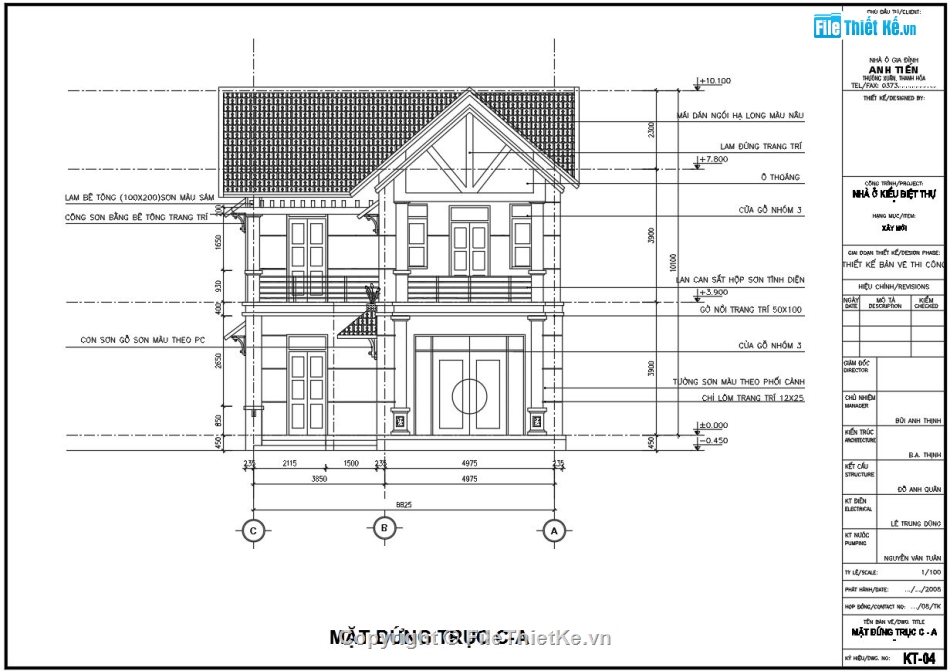 biệt thự 2 tầng,biệt thự 9x16m,Biệt thự mái thái,Thiết kế biệt thự 2 tầng đẹp,Bản vẽ biệt thự mái thái