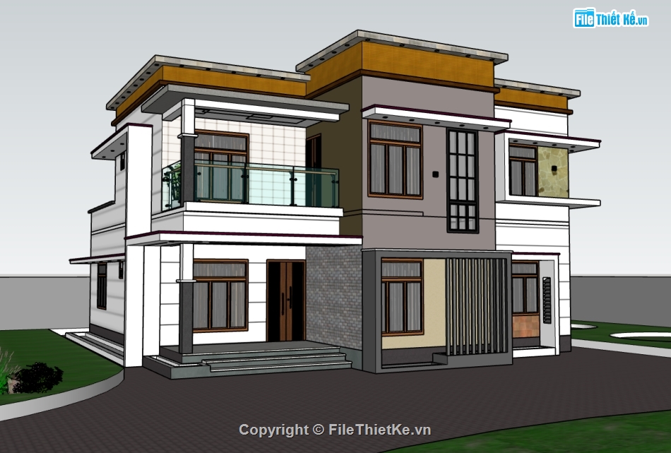 biệt thự 2 tầng,biệt thự đẹp 2 tầng,biệt thự 2 tầng đẹp,biệt thự sketchup,sketchup biệt thự,File sketchup biệt thự 2 tầng