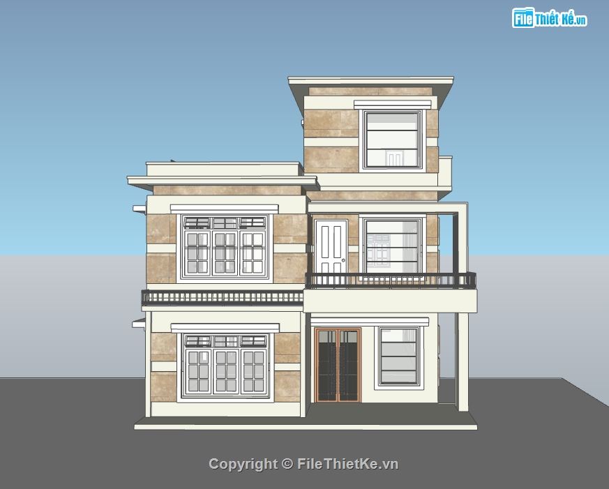 biệt thự 3 tầng,biệt thự 3 tầng đẹp,su biệt thự,sketchup biệt thự