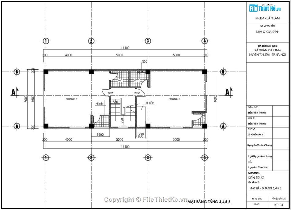 Nhà trọ 6 tầng,Thiết kế nhà trọ 6 tầng,Bản vẽ nhà trọ 6 tầng,nhà trọ 6 tầng 5.2x14.4m,file cad nhà trọ 6 tầng,autocad nhà trọ 6 tầng