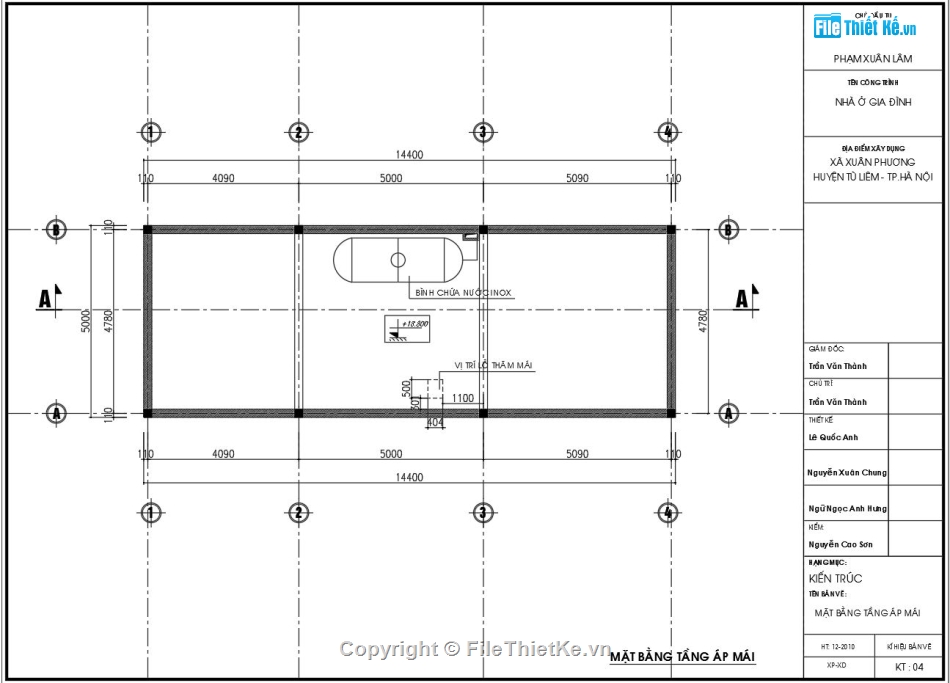 Nhà trọ 6 tầng,Thiết kế nhà trọ 6 tầng,Bản vẽ nhà trọ 6 tầng,nhà trọ 6 tầng 5.2x14.4m,file cad nhà trọ 6 tầng,autocad nhà trọ 6 tầng