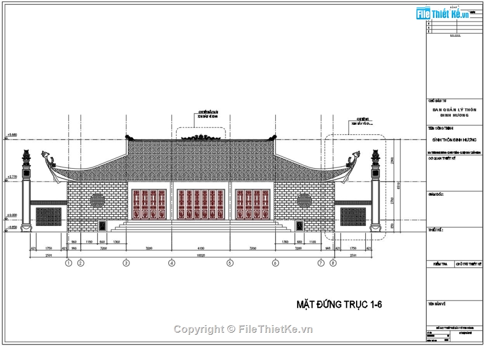 Bản vẽ đình làng,File cad đình làng cổ,file cad đình làng 11.2x18.8m,autocad đình làng,bản vẽ đình làng file cad