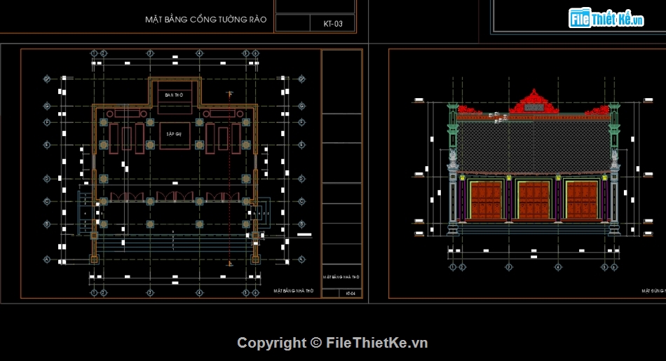 File cad,Kiến trúc,kết cấu,nhà thờ,File cad nhà thờ họ,nhà thờ cad